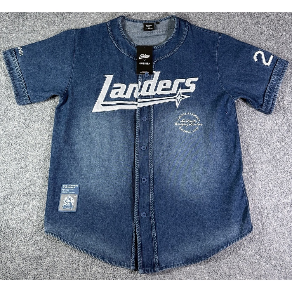 SSG Landers x Musinsa 2024 Denim Baseball‎ Jersey Size L NWT Korean KBO Official